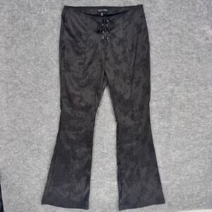 Current Mood Slick Should Be Dancing Floral Satin Lace Up Pants Black Medium